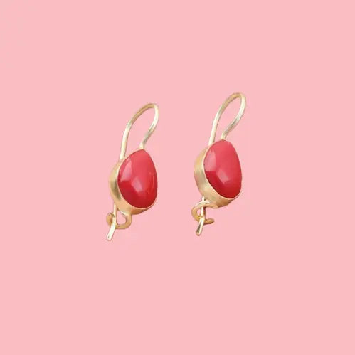 Genuine Red Coral Dangle Earrings - 925 Sterling Silver Elegant Drops | Perfect Gift for Women
