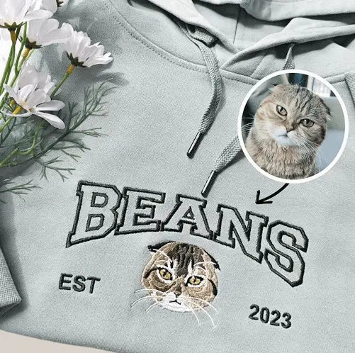 Custom Embroidered Hoodie for Pet Lovers - Personalized with Pet Photo and Name