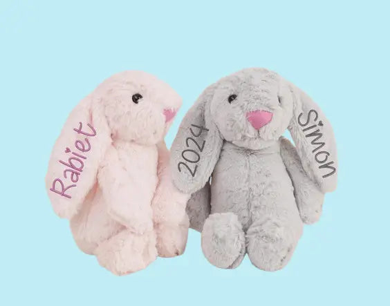 Custom Embroidered Bunny Plush - Personalized Baby Shower & Newborn Gift with Monogram