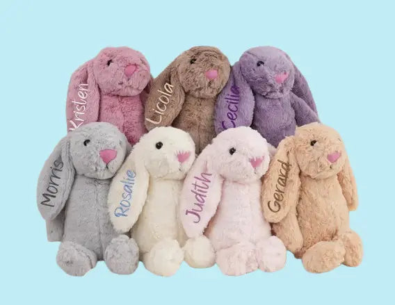Custom Embroidered Bunny Plush - Personalized Baby Shower & Newborn Gift with Monogram