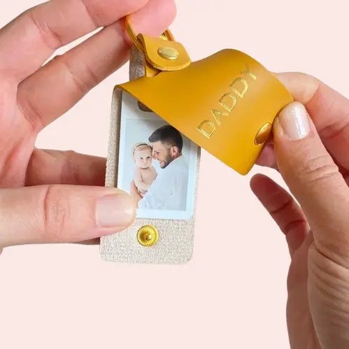 Personalized Vegan Leather Keychain - Custom Photo Gift for Mom | Mother's Day & Christmas Present