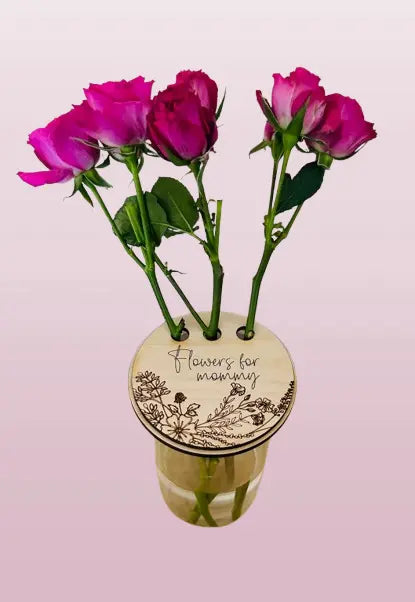 Custom Engraved Flower Vase for Mom - Personalized Mother's Day Gift with Floral Design | Unique Keepsake for Grandma