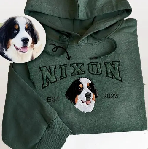 Custom Embroidered Hoodie for Pet Lovers - Personalized with Pet Photo and Name