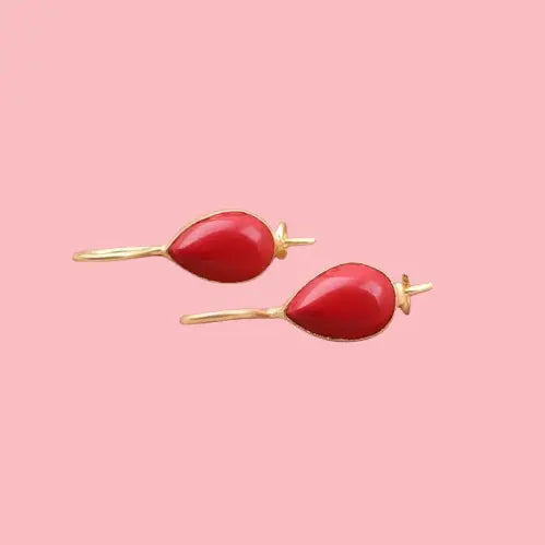 Genuine Red Coral Dangle Earrings - 925 Sterling Silver Elegant Drops | Perfect Gift for Women