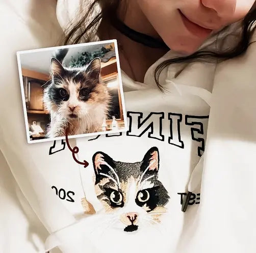 Custom Embroidered Hoodie for Pet Lovers - Personalized with Pet Photo and Name
