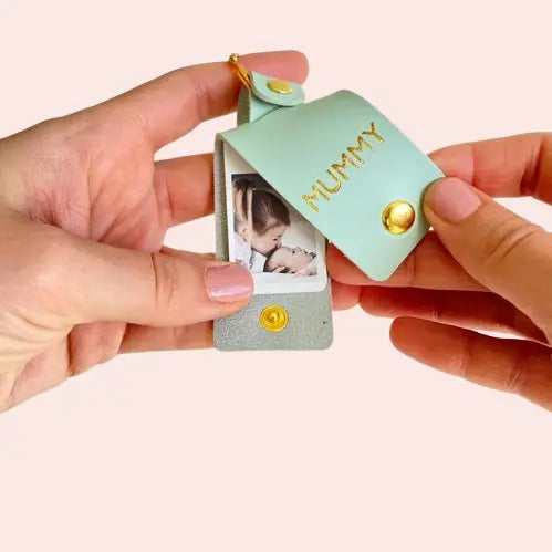 Personalized Vegan Leather Keychain - Custom Photo Gift for Mom | Mother's Day & Christmas Present