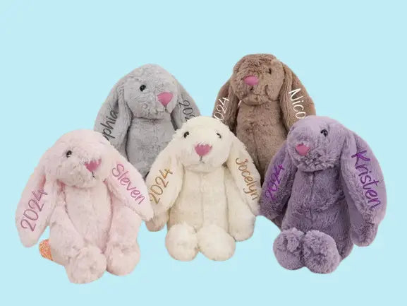 Custom Embroidered Bunny Plush - Personalized Baby Shower & Newborn Gift with Monogram