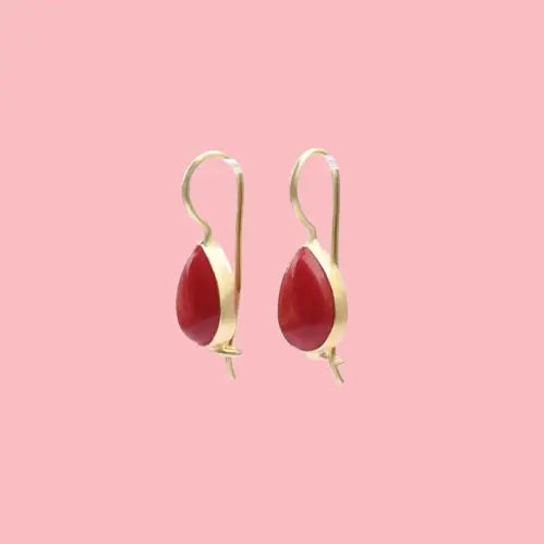 Genuine Red Coral Dangle Earrings - 925 Sterling Silver Elegant Drops | Perfect Gift for Women