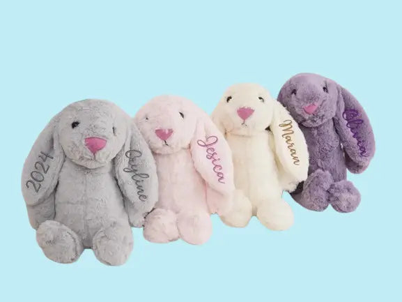 Custom Embroidered Bunny Plush - Personalized Baby Shower & Newborn Gift with Monogram