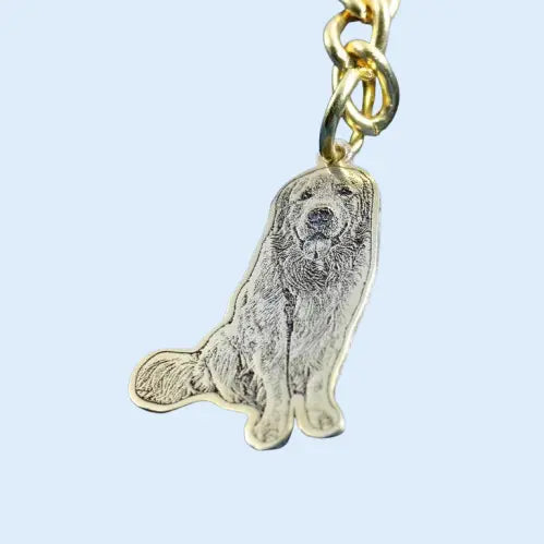 Custom Silver Pet Memorial Keychain - Personalized Engraved Dog Portrait Keyring | Gift for Pet Lovers