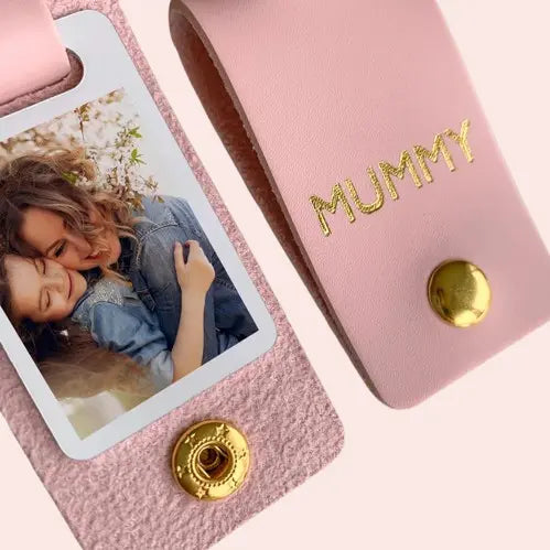 Personalized Vegan Leather Keychain - Custom Photo Gift for Mom | Mother's Day & Christmas Present