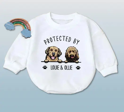 Personalized Pet Portrait Romper | Custom Puppy Outfit for Boys & Girls - Baby Gift with Name