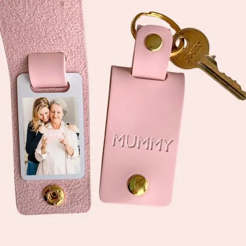 Personalized Vegan Leather Keychain - Custom Photo Gift for Mom | Mother's Day & Christmas Present