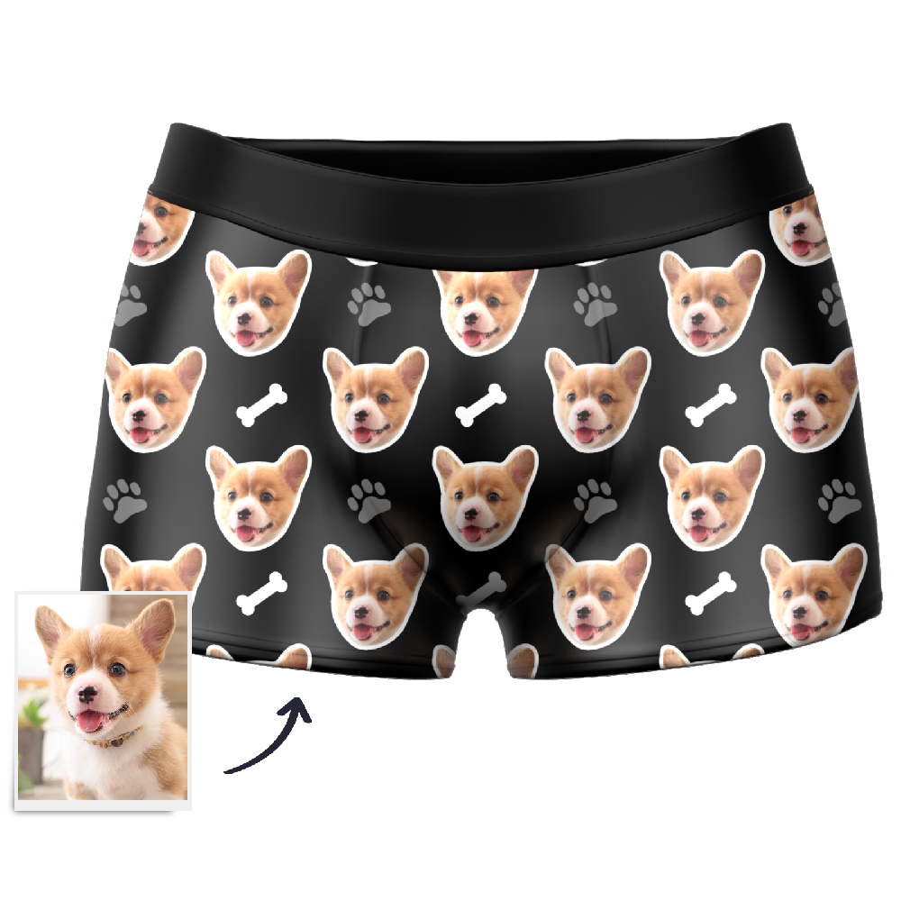 Custom Dog Face Boxers Personalized Men's Underwear with Preview