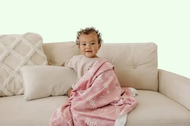 Custom Name Minky Blanket - Ultra Soft Personalized Baby Blanket for Newborns & Kids | Nursery Essential & Baby Shower Gift