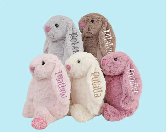 Custom Embroidered Bunny Plush - Personalized Baby Shower & Newborn Gift with Monogram