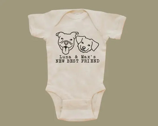 Custom Dog Name Onesie - Personalized Baby Bodysuit with Pet Theme | Adorable Newborn & Baby Shower Gift