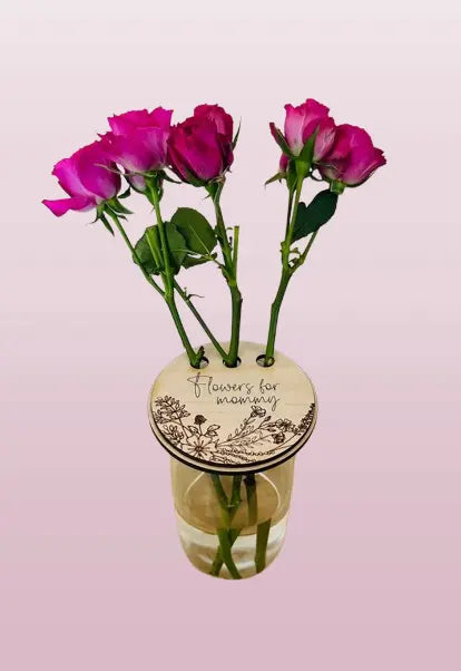 Custom Engraved Flower Vase for Mom - Personalized Mother's Day Gift with Floral Design | Unique Keepsake for Grandma