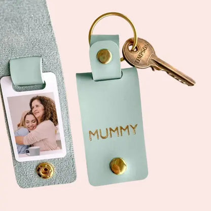 Personalized Vegan Leather Keychain - Custom Photo Gift for Mom | Mother's Day & Christmas Present