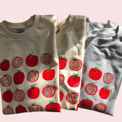 Funny Tomato Graphic Tee - Cute Vegetable Print T-Shirt, Gardening Gift for Food Lovers, Screen Print Casual Top