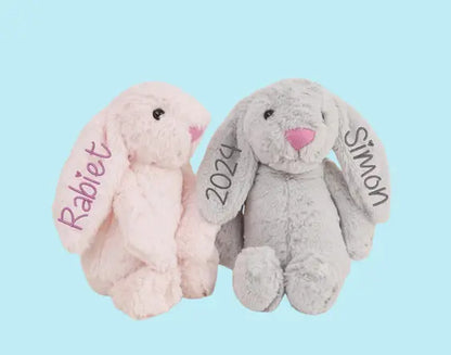 Custom Embroidered Bunny Plush - Personalized Baby Shower & Newborn Gift with Monogram