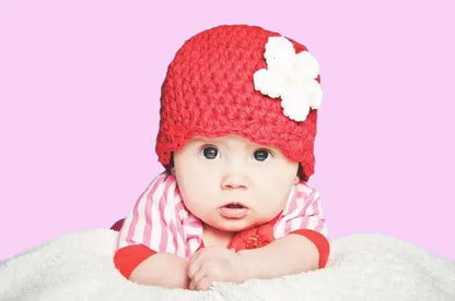 Personalized Crochet Baby Girl Beanie - 6-9 Months Floral Winter/Spring Hat | Photography Props & Gifts