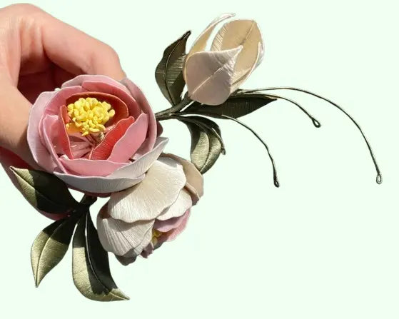 Exquisite Hanfu Hairpin - Handmade Hairpin with Traditional Zen Flower Technique | Intangible Cultural Heritage Rose Design | Mother's Day Gift