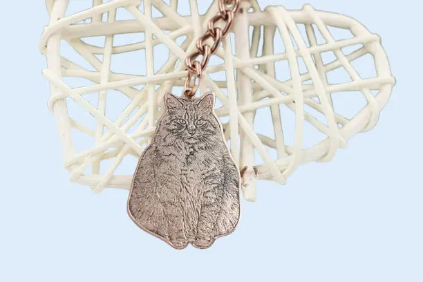 Custom Silver Pet Memorial Keychain - Personalized Engraved Dog Portrait Keyring | Gift for Pet Lovers