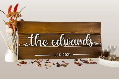 Personalized Family Name Sign - Custom Wood Wall Art | Rustic Home Decor & Wedding Gift