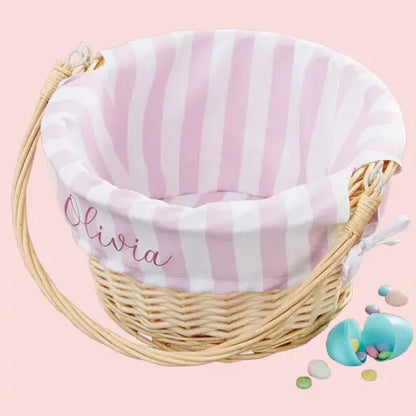 Personalized Easter Basket - Natural Striped Kids Easter Gift with Custom Name