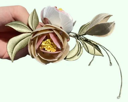 Exquisite Hanfu Hairpin - Handmade Hairpin with Traditional Zen Flower Technique | Intangible Cultural Heritage Rose Design | Mother's Day Gift