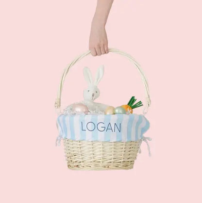 Personalized Easter Basket - Natural Striped Kids Easter Gift with Custom Name