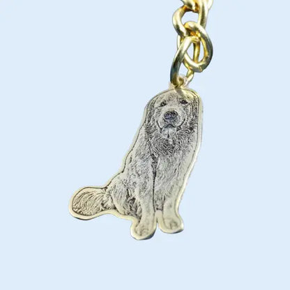 Custom Silver Pet Memorial Keychain - Personalized Engraved Dog Portrait Keyring | Gift for Pet Lovers