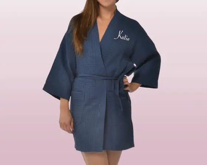 Custom Monogrammed Waffle Robe for Women - Personalized Cozy Holiday Gift | Christmas & Birthday Present