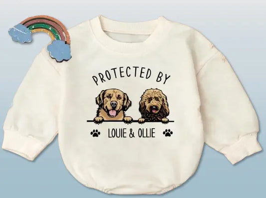 Personalized Pet Portrait Romper | Custom Puppy Outfit for Boys & Girls - Baby Gift with Name