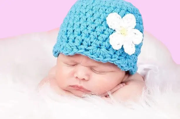 Personalized Crochet Baby Girl Beanie - 6-9 Months Floral Winter/Spring Hat | Photography Props & Gifts