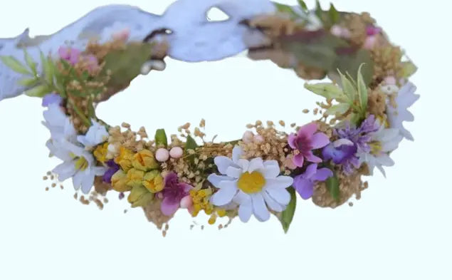 Bohemian Daisy Flower Crown - Wildflower Headpiece for Weddings, Cake Smash Photos & Flower Girls | Handmade Boho Bridal Hair Wreath