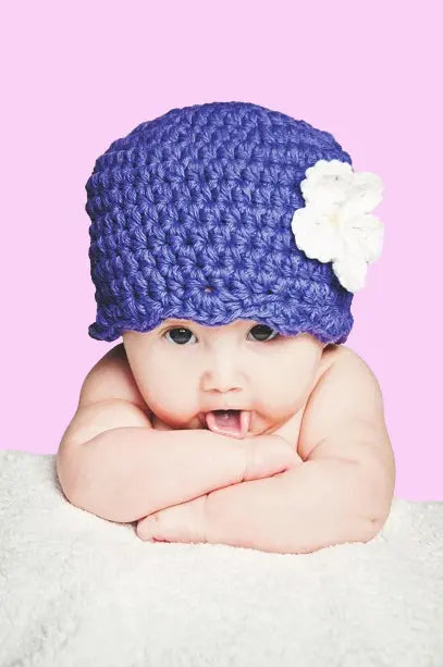 Personalized Crochet Baby Girl Beanie - 6-9 Months Floral Winter/Spring Hat | Photography Props & Gifts